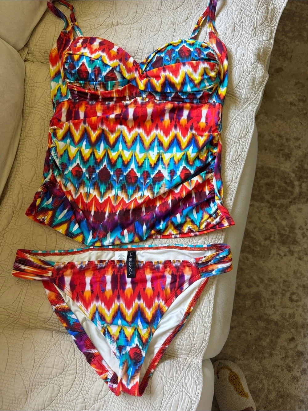 La Blanca Bright Multicolor Ikat Tankini and Bikini Set